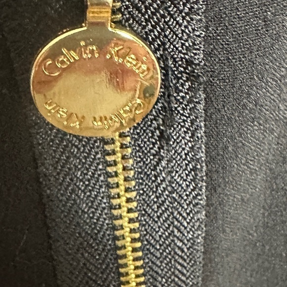 Calvin Klein Exposed Gold Side Zipper Ruched Neckline Black Cocktail Dress 14 - Picture 9 of 9